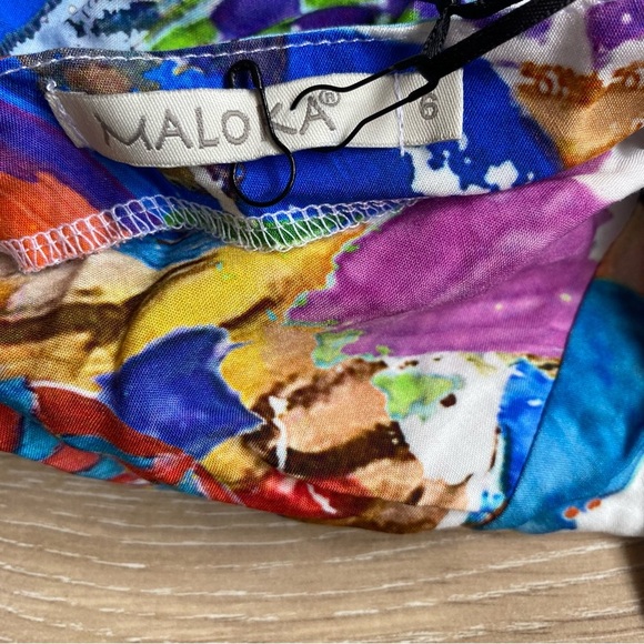 NWT Maloka Dress montgolfière artsy hot air balloon print flutter sleeve Viscose - Picture 8 of 15